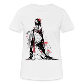 Higanbana Skeleton Geisha – Black Japanese Yokai R - Women's Breathable T-Shirt - white - Front - AI Model Female 172 dark (172cm)