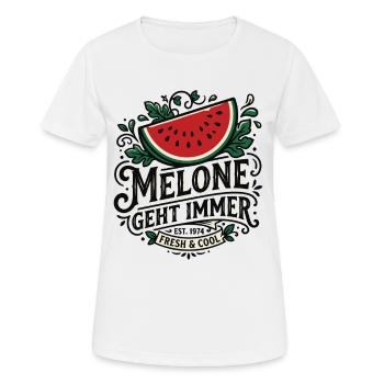Melone Geht Immer Retro Logo - Frauen T-Shirt atmungsaktiv - Weiß - Vorne - AI Model Female 172 dark (172cm)