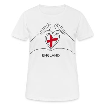 England Herz mit Englischer Flagge Sport Fan - Frauen T-Shirt atmungsaktiv - Weiß - Vorne - AI Model Female 172 dark (172cm)