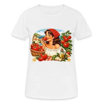 Tomato Girl Vintage - Retro Tomaten Grafikprint - Frauen T-Shirt atmungsaktiv - Weiß - Vorne - AI Model Female 172 dark (172cm)
