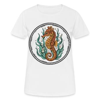 Hippocampe Mer Algues Badge Tatouage Retro - T-shirt respirant Femme - blanc - Devant - AI Model Female 172 dark (172cm)