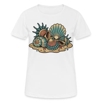 Schalentiere Seestern-Strand-Sand Retro - Frauen T-Shirt atmungsaktiv - Weiß - Vorne - AI Model Female 172 dark (172cm)