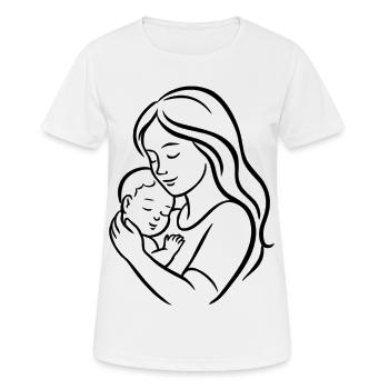 Mother Holding Child – Loving Mom Design - Women's Breathable T-Shirt - white - Front - AI Model Female 172 dark (172cm)