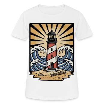 Phare Maritime Ocean Vagues Soleil Retro Tatouage - T-shirt respirant Femme - blanc - Devant - AI Model Female 172 dark (172cm)