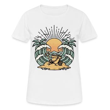 Bucket Shovel Strand Wellen Palmen Sonne Retro - Frauen T-Shirt atmungsaktiv - Weiß - Vorne - AI Model Female 172 dark (172cm)