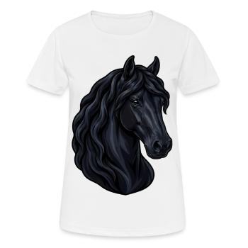 Porträt eines friesischen Pferdes - Frauen T-Shirt atmungsaktiv - Weiß - Vorne - AI Model Female 172 dark (172cm)