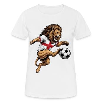 Lion Cool Kick Ball, ballon de football, drapeau anglais - T-shirt respirant Femme - blanc - Devant - AI Model Female 172 dark (172cm)