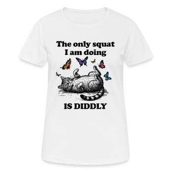 Faule Fitness Katze mit Schmetterlingen - Frauen T-Shirt atmungsaktiv - Weiß - Vorne - AI Model Female 172 dark (172cm)