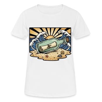 Message en Bouteille Vagues Ocean Soleil Retro - T-shirt respirant Femme - blanc - Devant - AI Model Female 172 dark (172cm)