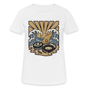 Fin Surf Leash Wax Waves Ocean Sun Retro - Women's Breathable T-Shirt - white - Front - AI Model Female 172 dark (172cm)
