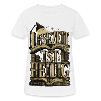 Lesezeit ist heilig Bücher Lesen Buch Bildung - Frauen T-Shirt atmungsaktiv - Weiß - Vorne - AI Model Female 172 dark (172cm)