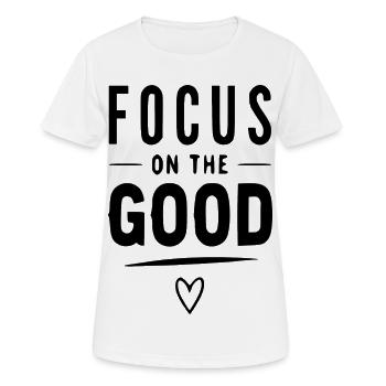 Focus On Be Out – Typographie Minimaliste & - T-shirt respirant Femme - blanc - Devant - AI Model Female 172 dark (172cm)