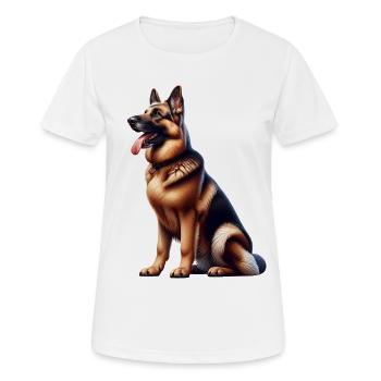 Berger allemand - T-shirt respirant Femme - blanc - Devant - AI Model Female 172 dark (172cm)