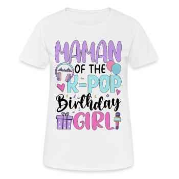 Maman de la fille d’anniversaire K-Pop - T-shirt respirant Femme - blanc - Devant - AI Model Female 172 dark (172cm)