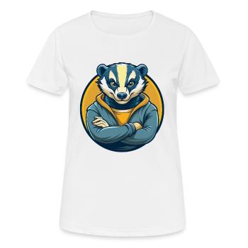 Badger Kawaii Maskottchen Cartoon Clipart Logo Abzeichen - Frauen T-Shirt atmungsaktiv - Weiß - Vorne - AI Model Female 172 dark (172cm)