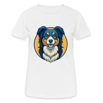 Clipart de dessin animé Kawaii avec chien berger australien - T-shirt respirant Femme - blanc - Devant - AI Model Female 172 dark (172cm)