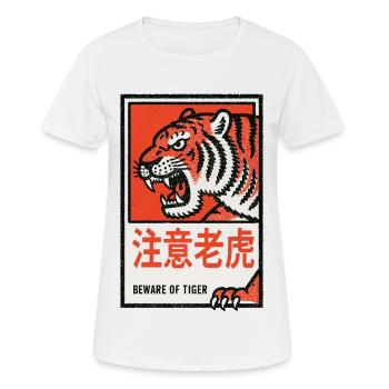 Tigerwarnung Retro - Frauen T-Shirt atmungsaktiv - Weiß - Vorne - AI Model Female 172 dark (172cm)