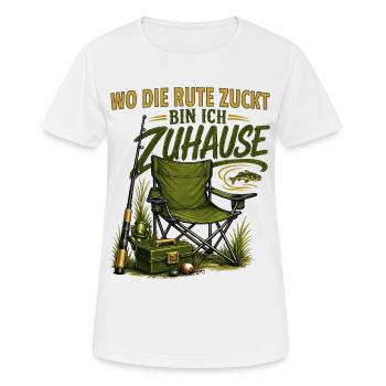 Wo Die Rute Zuckt Bin Ich Zuhause Angler - Frauen T-Shirt atmungsaktiv - Weiß - Vorne - AI Model Female 172 dark (172cm)