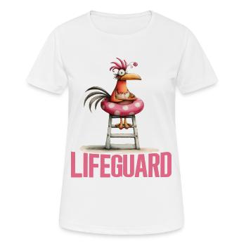 Lustiger Hahn Rettungsschwimmer Lifeguard Motiv - Frauen T-Shirt atmungsaktiv - Weiß - Vorne - AI Model Female 172 dark (172cm)