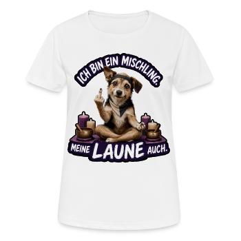 Meine Laune ist ein Mischling - Frauen T-Shirt atmungsaktiv - Weiß - Vorne - AI Model Female 172 dark (172cm)