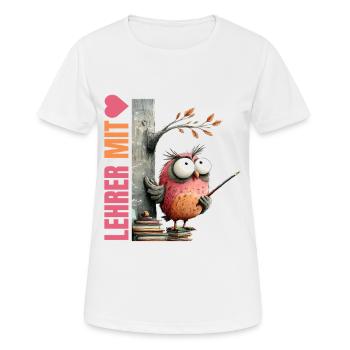 Teacher with Heart Owl Design - Women's Breathable T-Shirt - white - Front - AI Model Female 172 dark (172cm)