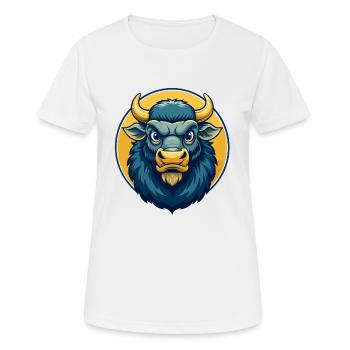 Bison Kawaii Maskottchen Cartoon-Charakter-Clipart-Logo - Frauen T-Shirt atmungsaktiv - Weiß - Vorne - AI Model Female 172 dark (172cm)
