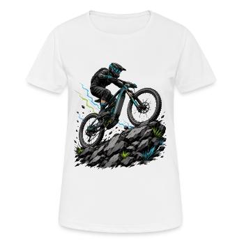 MTB Rocks Trials Biker Blitz Downhill Enduro Rock - Women's Breathable T-Shirt - white - Front - AI Model Female 172 dark (172cm)