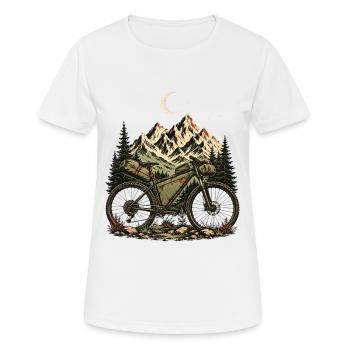 Bikepacking Gravel Berge Mond Abenteuer Tour Natur - Frauen T-Shirt atmungsaktiv - Weiß - Vorne - AI Model Female 172 dark (172cm)