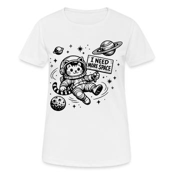 Ich brauche mehr Freiraum Katze im Weltall - Frauen T-Shirt atmungsaktiv - Weiß - Vorne - AI Model Female 172 dark (172cm)