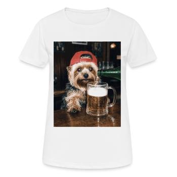 Yorkshire Terrier, Bier, Meme, Lustiges Foto - Frauen T-Shirt atmungsaktiv - Weiß - Vorne - AI Model Female 172 dark (172cm)