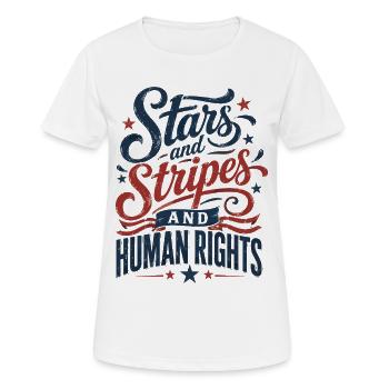 Human Rights Stars Stripes Retro Gift - Frauen T-Shirt atmungsaktiv - Weiß - Vorne - AI Model Female 172 dark (172cm)