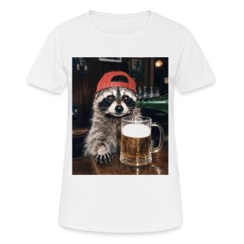 Raton laveur, bière, mème, photo drôle - T-shirt respirant Femme - blanc - Devant - AI Model Female 172 dark (172cm)