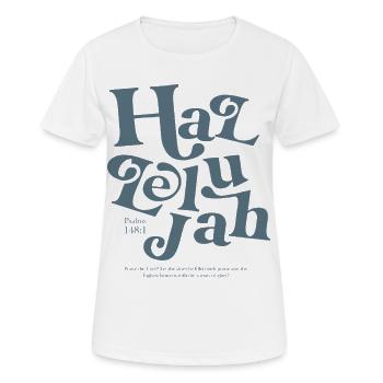 Motif de psaume en lettrage de l’Alléluia - T-shirt respirant Femme - blanc - Devant - AI Model Female 172 dark (172cm)