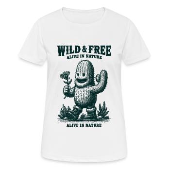 WILD & FREE: Living in nature - Women's Breathable T-Shirt - white - Front - AI Model Female 172 dark (172cm)