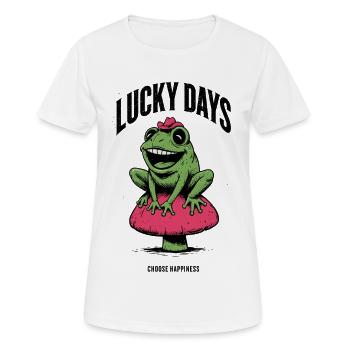 Lucky frog on mushroom hat - Women's Breathable T-Shirt - white - Front - AI Model Female 172 dark (172cm)