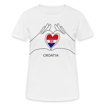 Cœur de supporter croate avec drapeau allemand Allemagne - T-shirt respirant Femme - blanc - Devant - AI Model Female 172 dark (172cm)