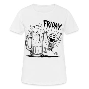 Lustiges Skelett "Endlich Freitag" Bierkrug Grafik - Frauen T-Shirt atmungsaktiv - Weiß - Vorne - AI Model Female 172 dark (172cm)