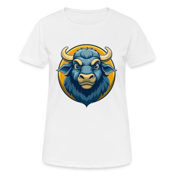 Buffalo Kawaii Mascot Cartoon Clipart Logo Badge - Women's Breathable T-Shirt - white - Front - AI Model Female 172 dark (172cm)