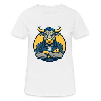 Bull Kawaii Maskottchen-Cartoon-Charakter-Clipart-Logo - Frauen T-Shirt atmungsaktiv - Weiß - Vorne - AI Model Female 172 dark (172cm)
