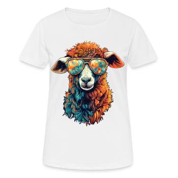 Colorful llama with geometric sunglasses - Women's Breathable T-Shirt - white - Front - AI Model Female 172 dark (172cm)