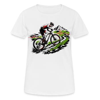 Pulsation en descente VTT Battement de cœur Cycler Adrénaline Vitesse - T-shirt respirant Femme - blanc - Devant - AI Model Female 172 dark (172cm)