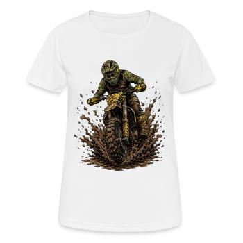 Downhill MTB Schlamm Enduro Biker Helm Vollgas MX - Frauen T-Shirt atmungsaktiv - Weiß - Vorne - AI Model Female 172 dark (172cm)