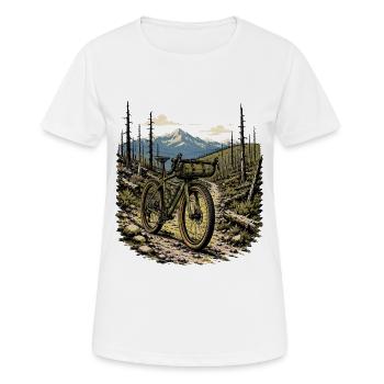 Mountain biking Forest Mountains MTB Trail Nature Cyclists - Women's Breathable T-Shirt - white - Front - AI Model Female 172 dark (172cm)