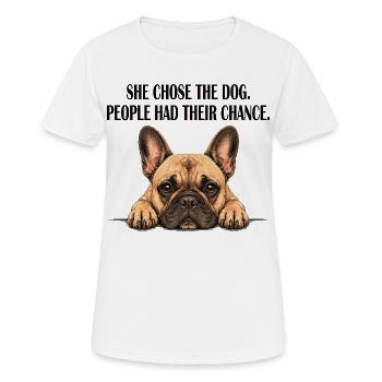 Maman bouledogue français, elle a choisi le chien - T-shirt respirant Femme - blanc - Devant - AI Model Female 172 dark (172cm)