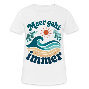 Sea Always Goes Waves Summer Vacation - Women's Breathable T-Shirt - white - Front - AI Model Female 172 dark (172cm)
