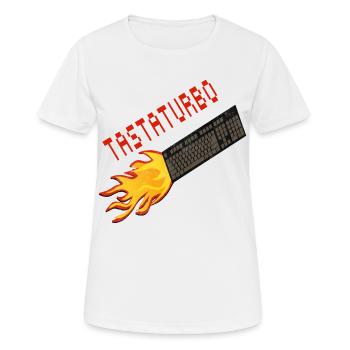 Tastatur Turbo Nerd Spaß - Frauen T-Shirt atmungsaktiv - Weiß - Vorne - AI Model Female 172 dark (172cm)