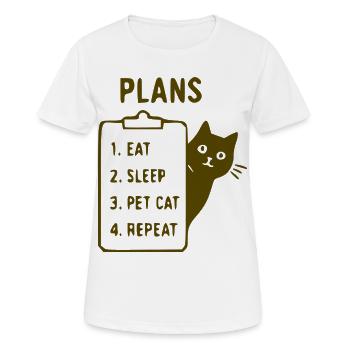 Plan pour chats : Manger, dormir, caresser - T-shirt respirant Femme - blanc - Devant - AI Model Female 172 dark (172cm)