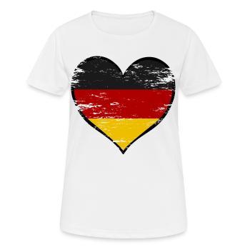 Cœur avec drapeau allemand - T-shirt respirant Femme - blanc - Devant - AI Model Female 172 dark (172cm)