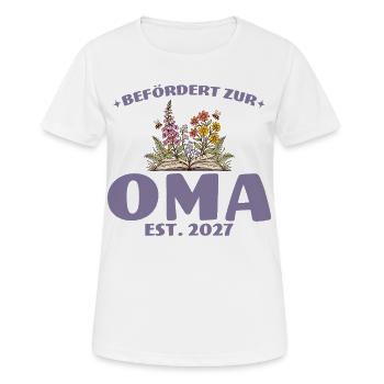 Befördert Zur Oma 2027 Schwangerschaft Geschenk - Frauen T-Shirt atmungsaktiv - Weiß - Vorne - AI Model Female 172 dark (172cm)