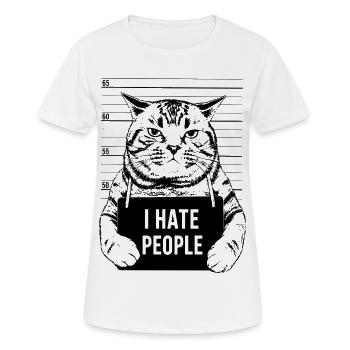 Cadeau pour chats amoureux Je déteste les gens - T-shirt respirant Femme - blanc - Devant - AI Model Female 172 dark (172cm)